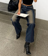 High Street Vibe Retro Distressed Straight-Leg Pants Loose  Slimming Wide Leg Denim Trousers